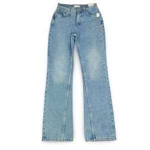 Free People We The Free Xena Slim Straight Jeans Womens 26 Blue Denim Light New